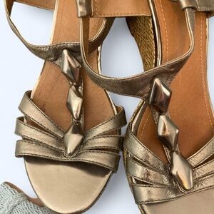 Clarks Gold metallic sandals with Gold Beading and a touch of glamour 7M